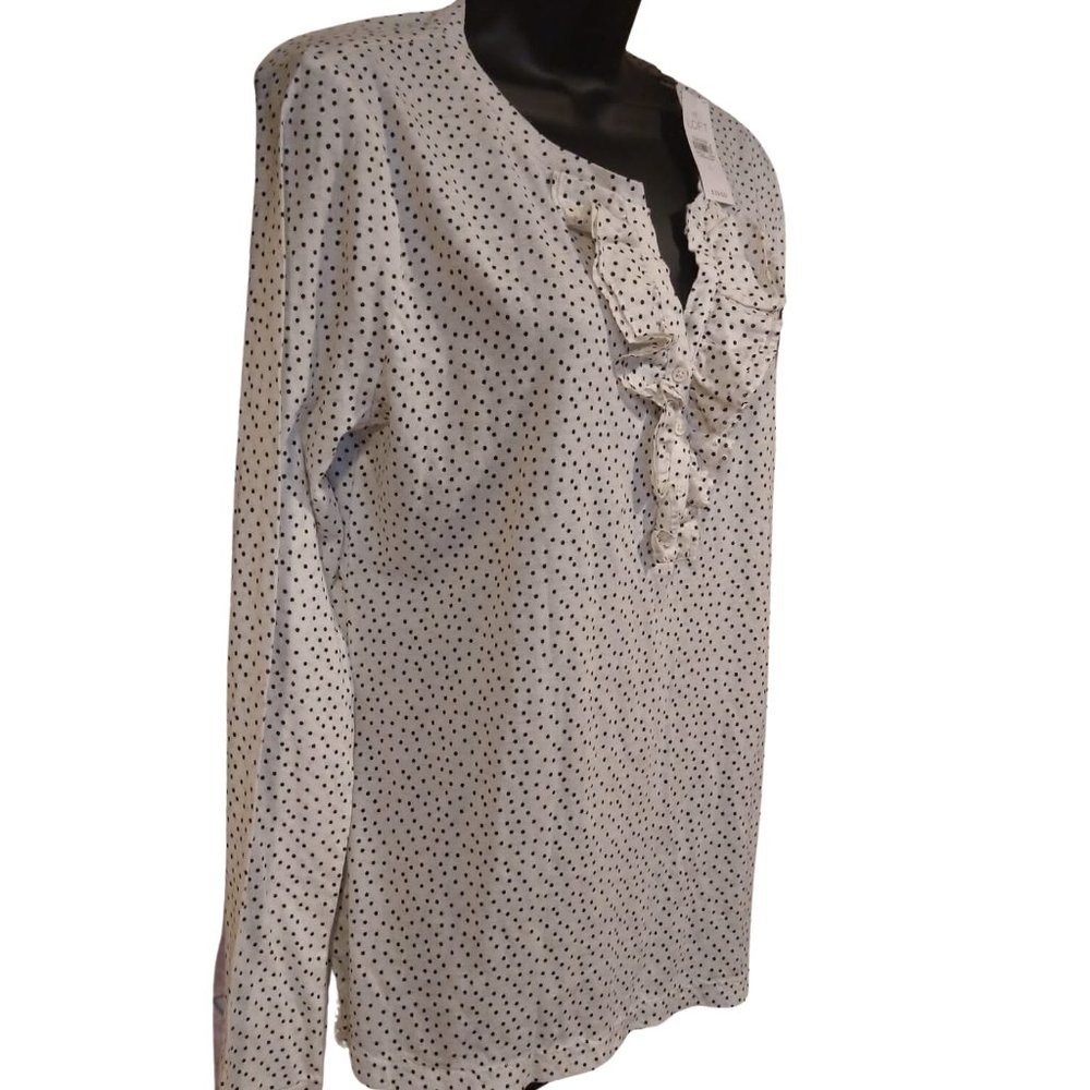 NWT LOFT Women's Long Sleeve Top Ruffle Neckline L - Picture 3 of 7